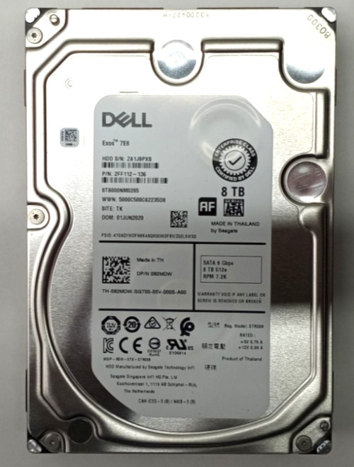 Seagate Exos 7E8 092MDW 8TB HDD 3.5" SATA 6Gbps 7200RPM ST8000NM0205 TH443