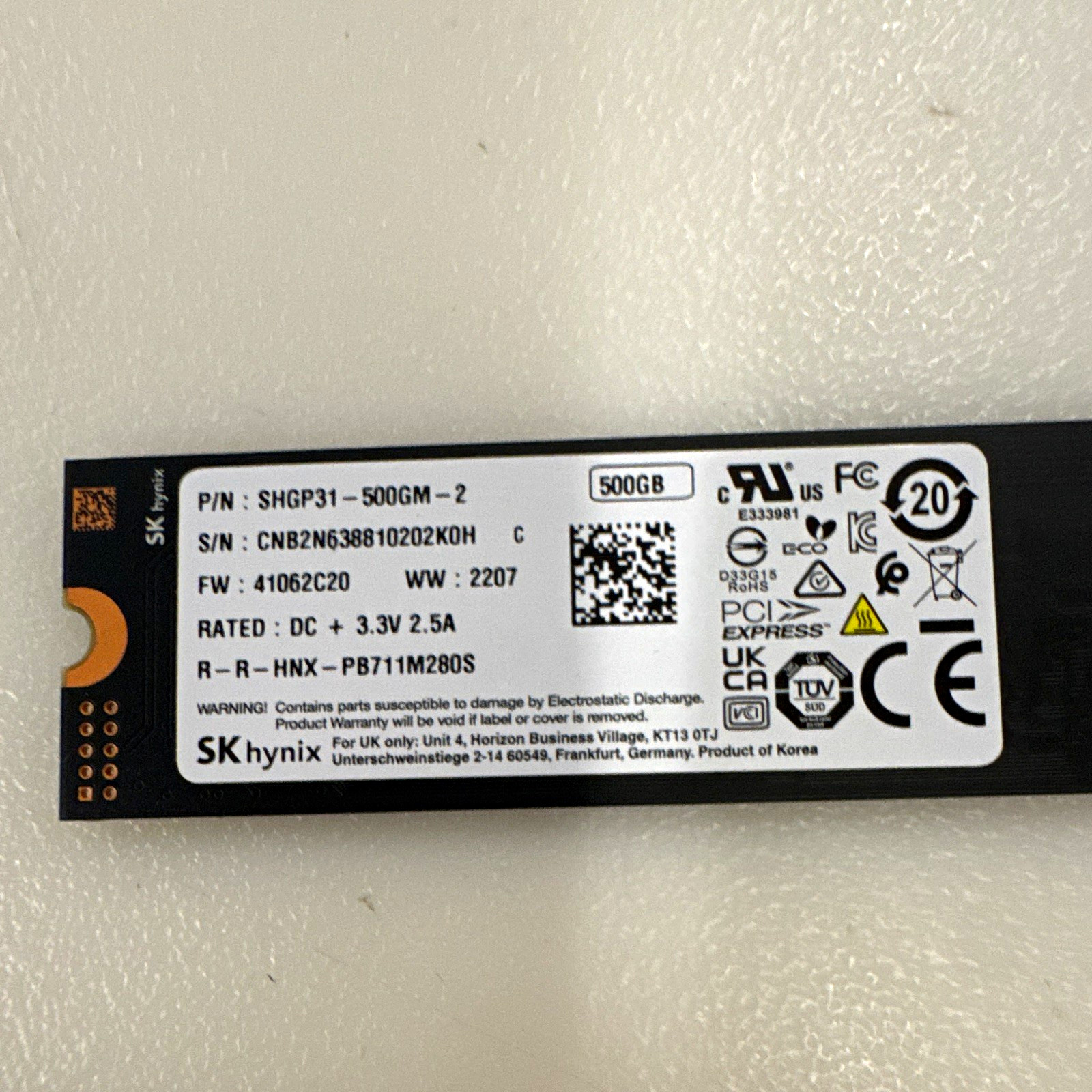 SK hynix Gold P31 500GB M.2 2280 NVMe PCIe Internal SSD SHGP31-500GM-2