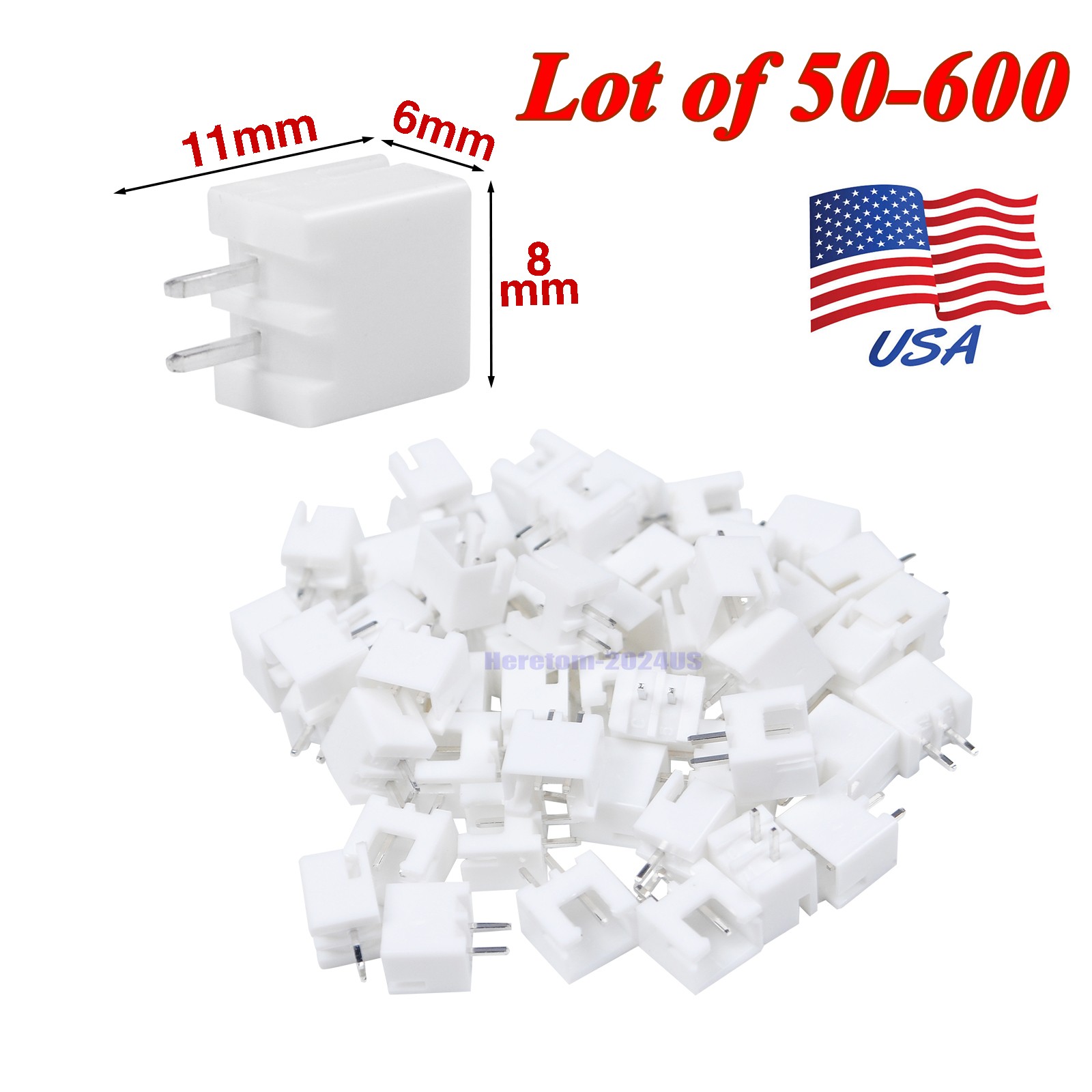 Lot XH2.54mm Straight Pin Header Housing Terminal Wire Cable Connector 2-Pin USA