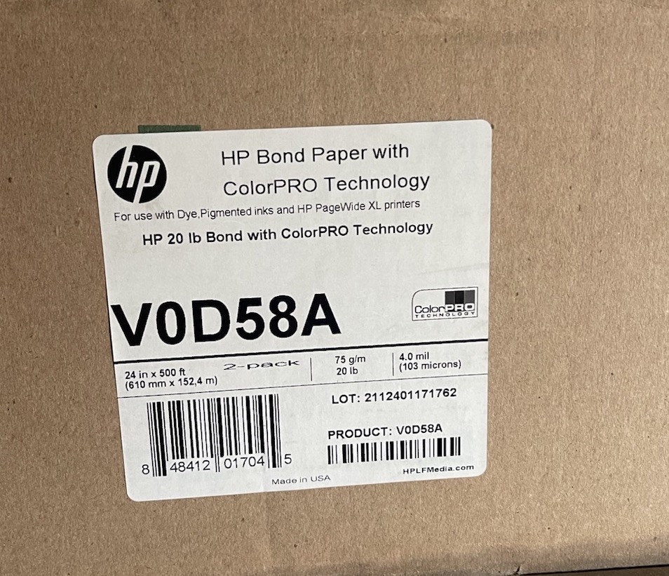 2 Pack, HP Bond paper With ColorPRO Technology V0D58A 20LBS