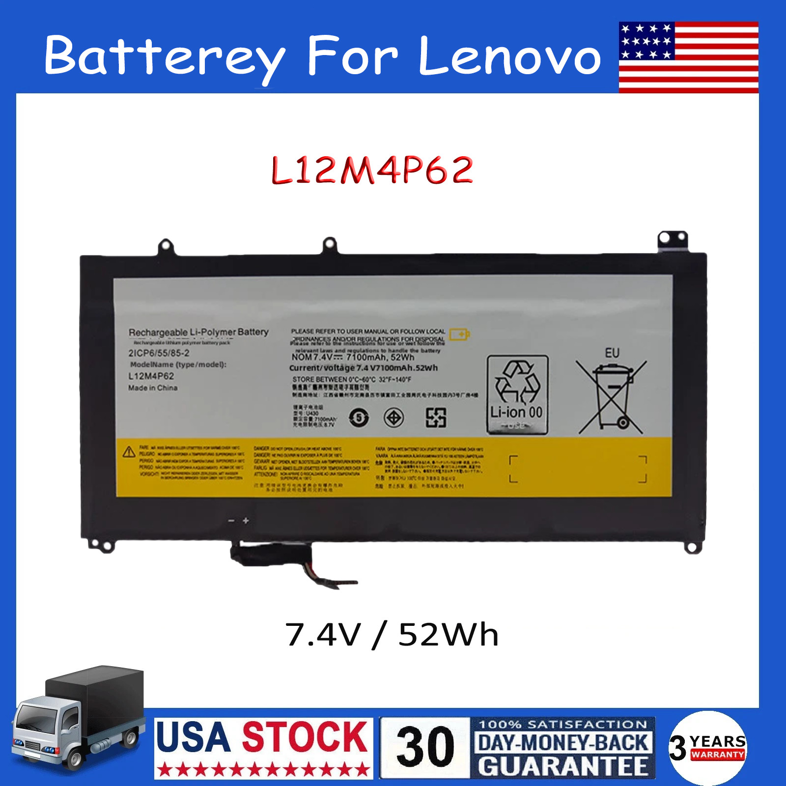 New L12M4P62 L12L4P62 Laptop Battery for Lenovo Ideapad U430 U530 U530-20289