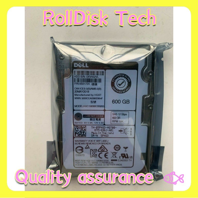 New DELL 5PNGD 05PNGD HUC156060CSS200 600GB 15K 12Gbps SAS 2.5" Hard Drive HDD