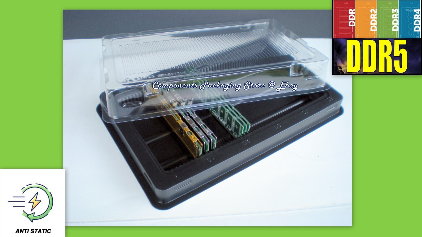 5 - DDR RAM Memory OEM-Bulk Shipping Trays for PC-Server DIMM Modules - Fits 250