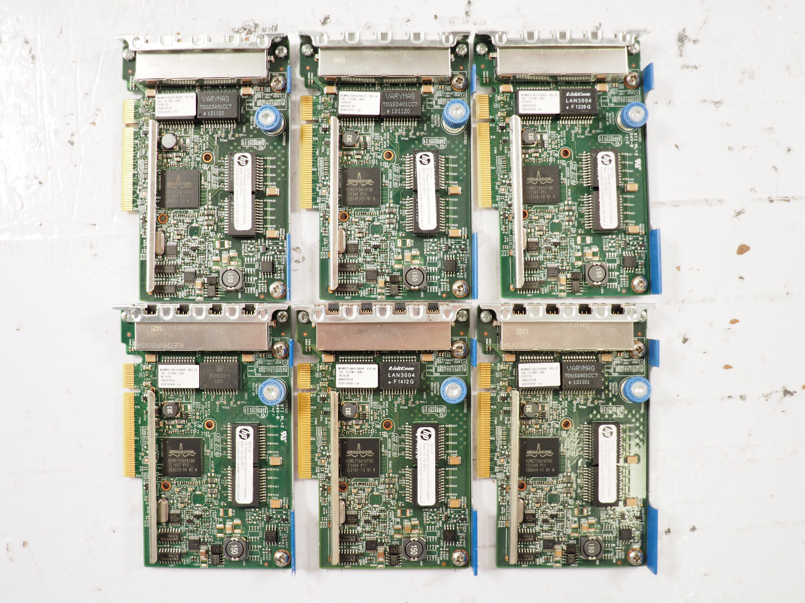 Lot of 6 HP BCM95719A1913G 634025-001 629133-001 1Gb 4-Port Adapter No Heatsinks