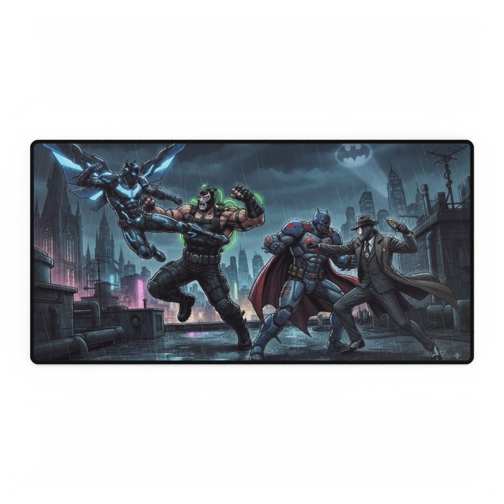 DC Comics Batman Bane Nightwing Gotham City Rooftop Battle Mouse Pad Desk Mats