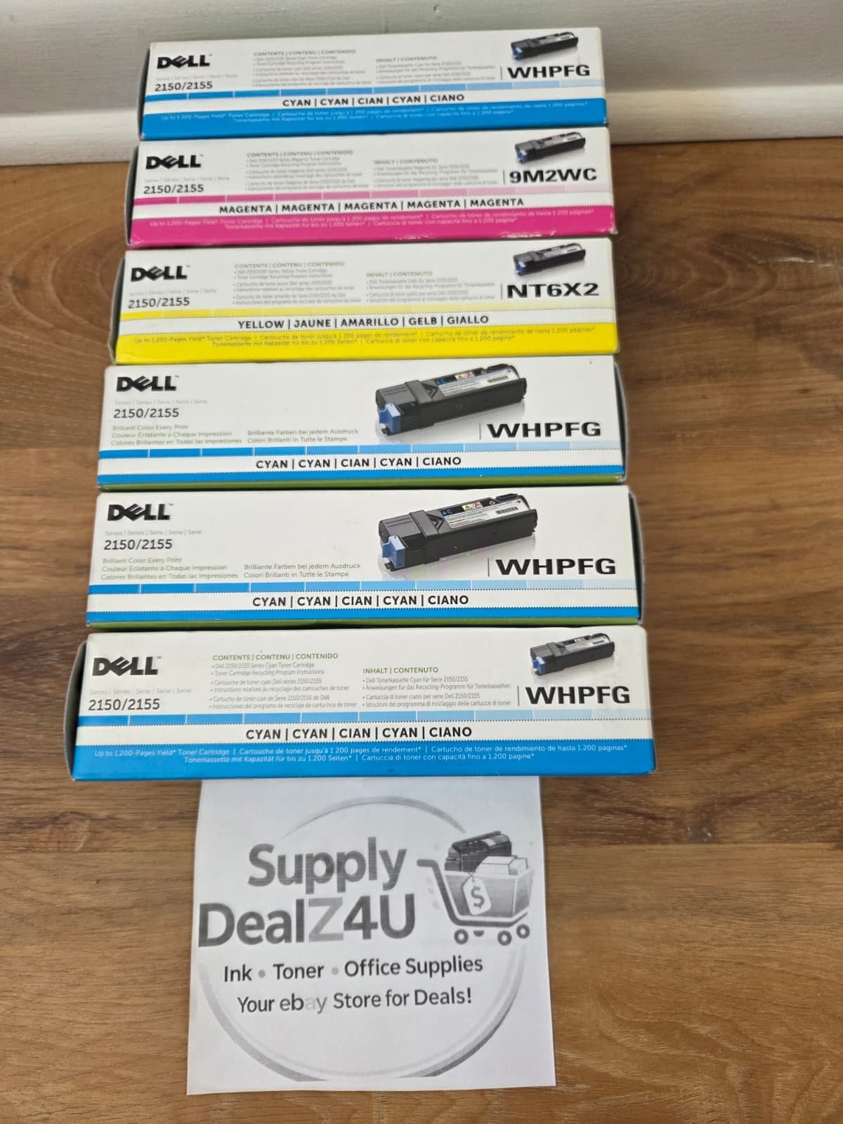 GENUINE Dell 2150 2155 6 Toner Lot CT201524 CT201525 CT201526 WHPFG 9M2WC NT6X2