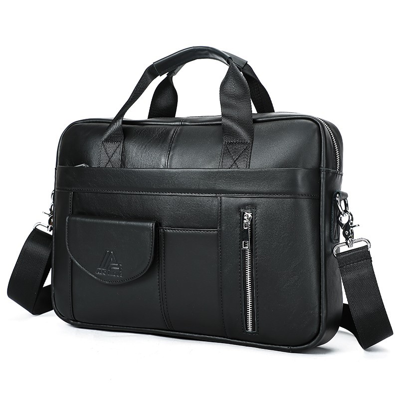 Full Grain Leather Business Briefcase, Laptop Messenger Bag & Crossbody Bag