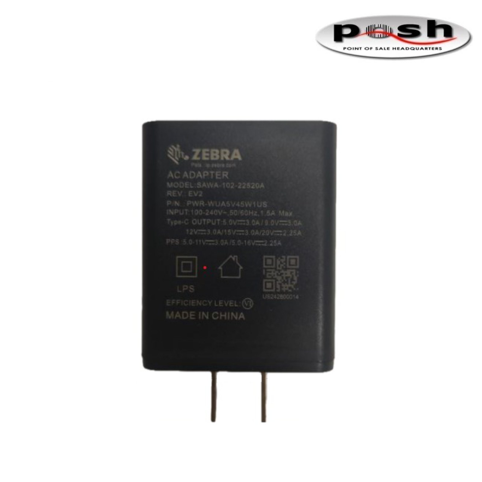 NEW Zebra PWR-WUA5V45W1US 45W USB-C PD Power Adapter for TC53/TC58/TC22