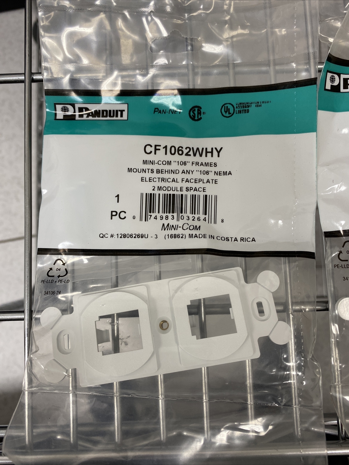 Panduit CF1062WHY Mini-Com 106 Frame Electrical Style Faceplate Lot of 4