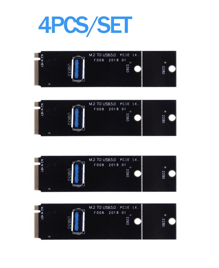 4pcs NGFF M.2 To USB 3.0 Converter PCI-E Riser Card Adapter For Mining Machine