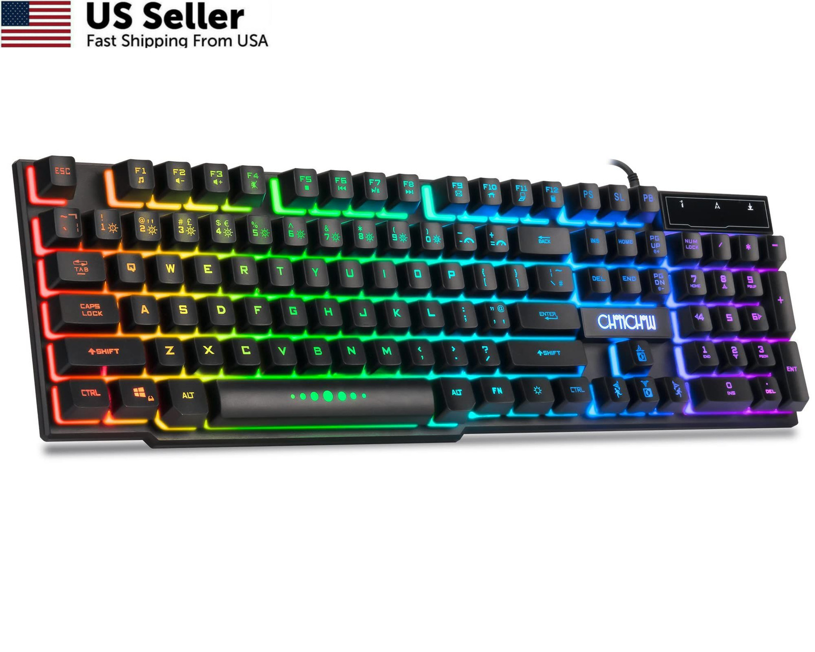 CHONCHOW Wired Gaming Keyboard for Mac PC PS5 PS4 Xbox One Gamers, RGB Black 