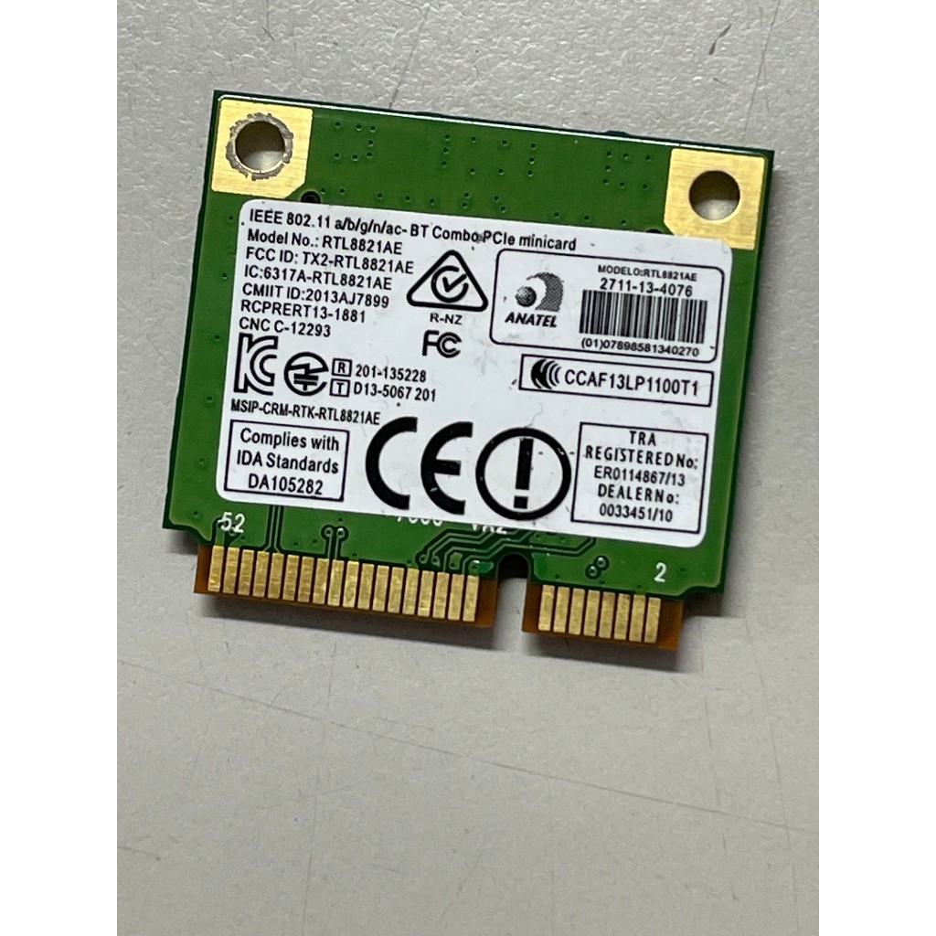 Realtek RTL8821AE 802.11ac WiFi+Bluetooth 4.0 2.4/5.0GHz MINI PCI-E Card 433Mbps