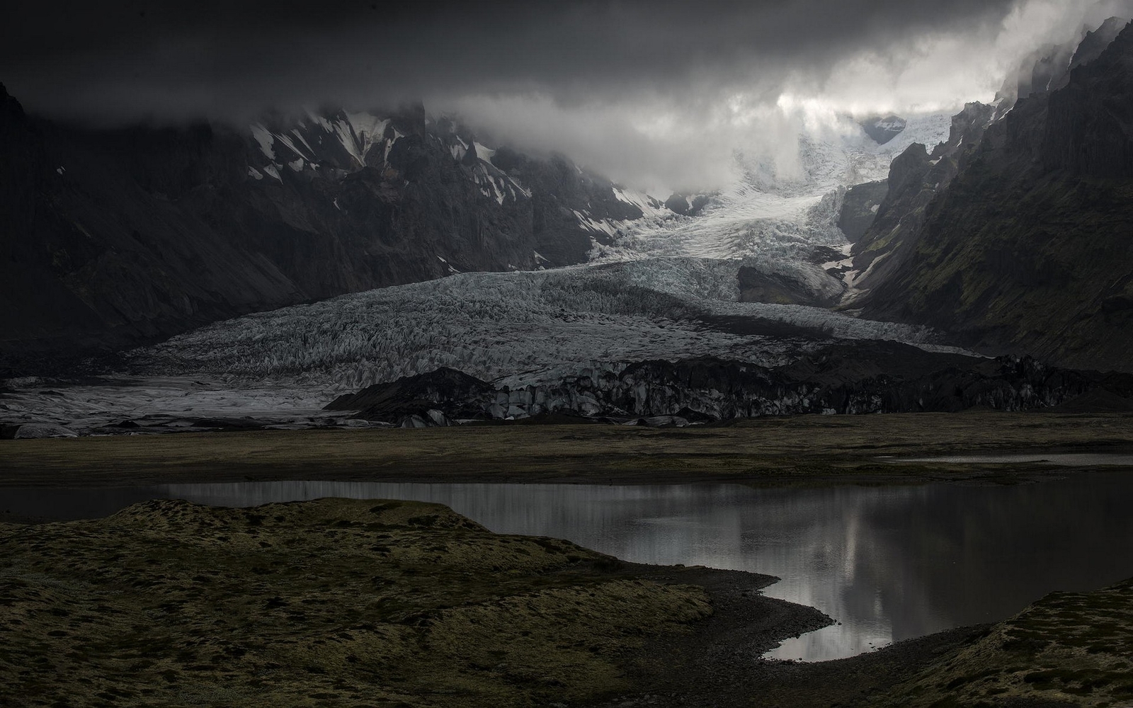 Landscape nature glacier clouds fjord mountains snowy Custom Gaming Mat Desk
