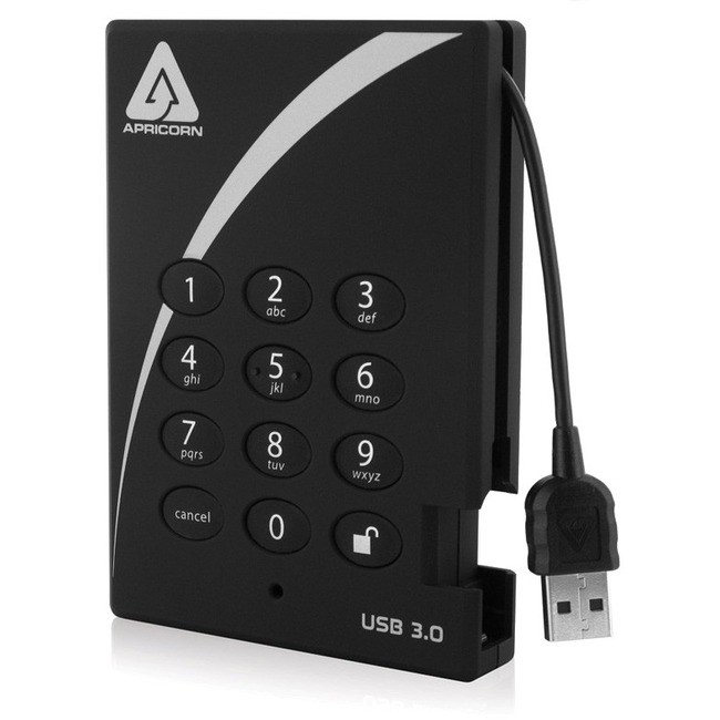 Apricorn Aegis Padlock 2TB Encrypted USB 3.0 Hard Drive with PIN Access
