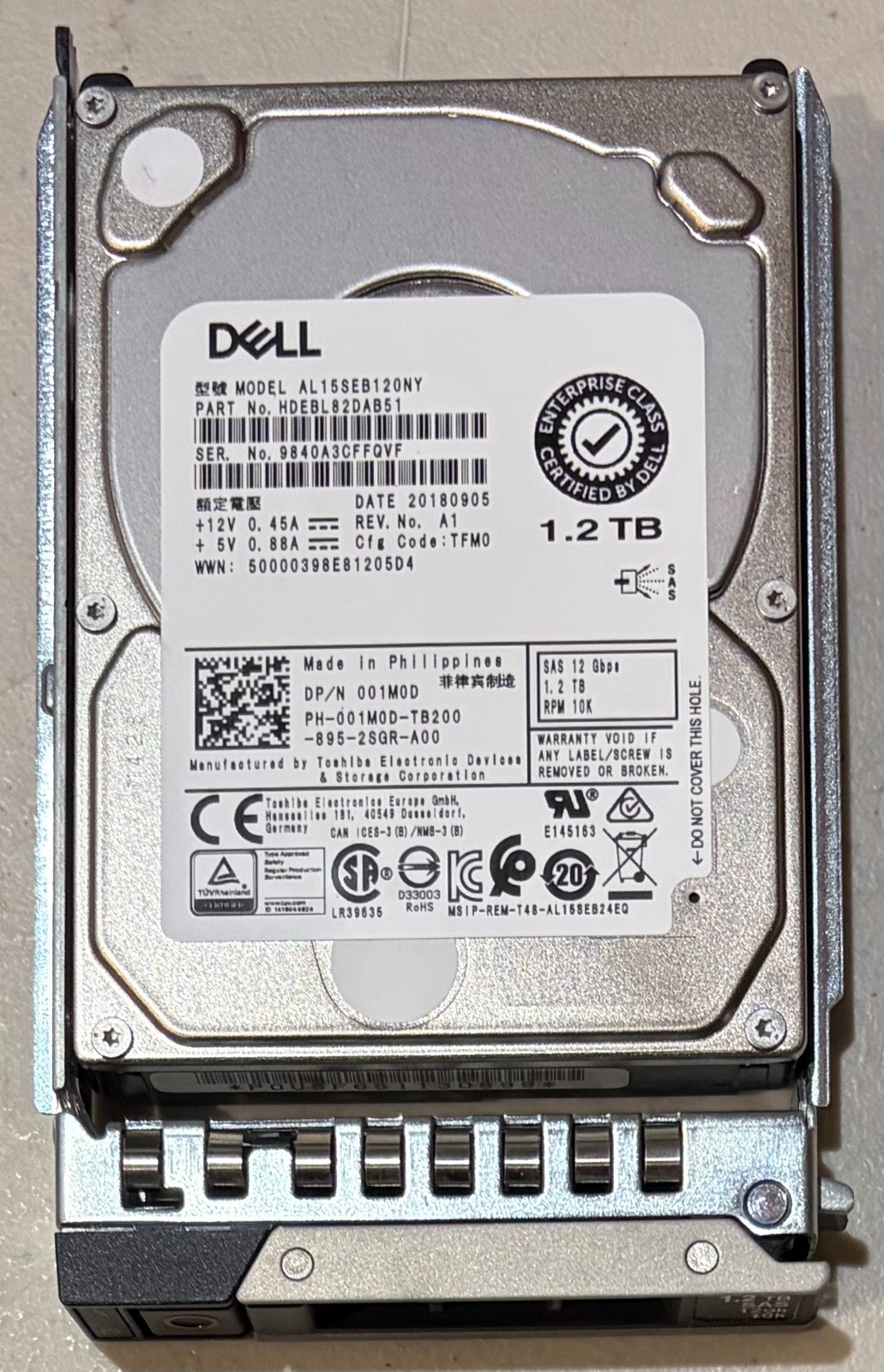 DELL Toshiba Internal Hard Disk Drive 1.2TB SAS 12 Gbps 10000 rpm 2.5"