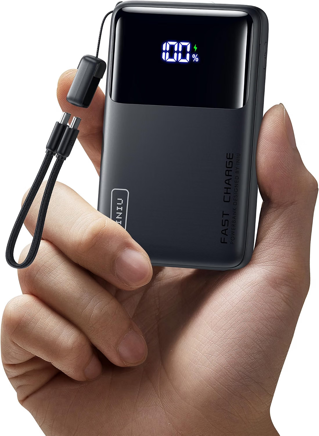 INIU 10000mAh 45W PD Power Bank Fast Charging w/ USB-C Cable Stand