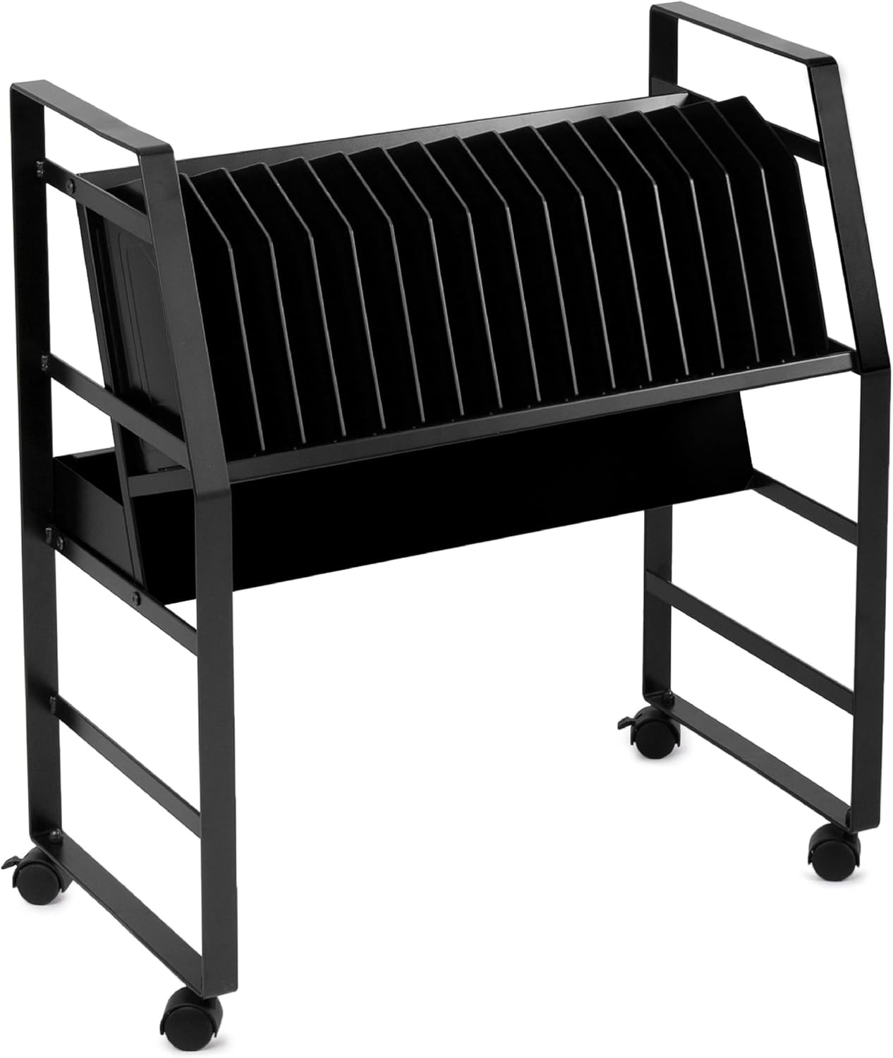 Line Leader 16-Device Mobile Charging Station | Steel Rolling Cart for Laptops
