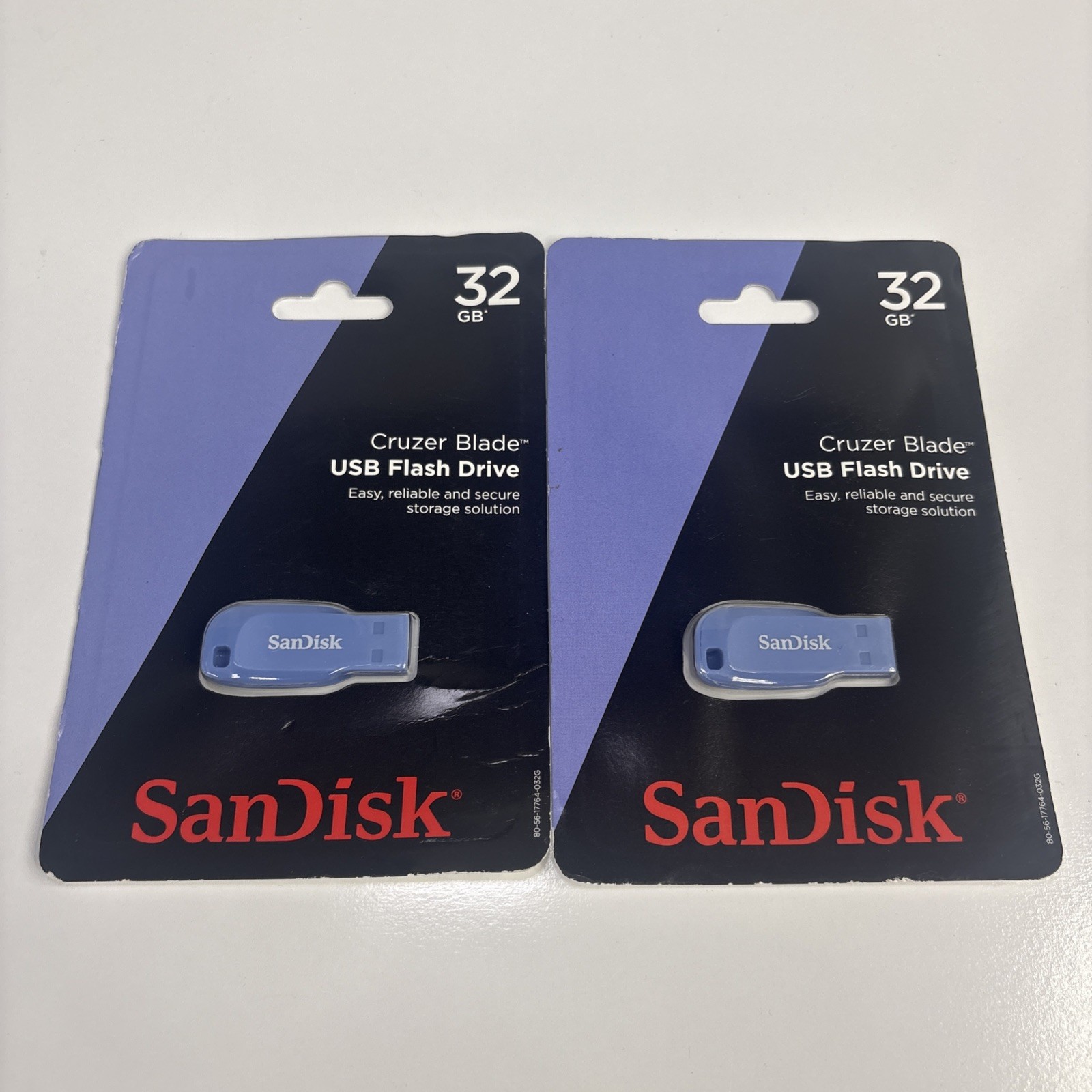 SanDisk Cruzer Blade 32GB USB 2.0 Flash Drive Electric Blue NEW Sealed Lot of 2