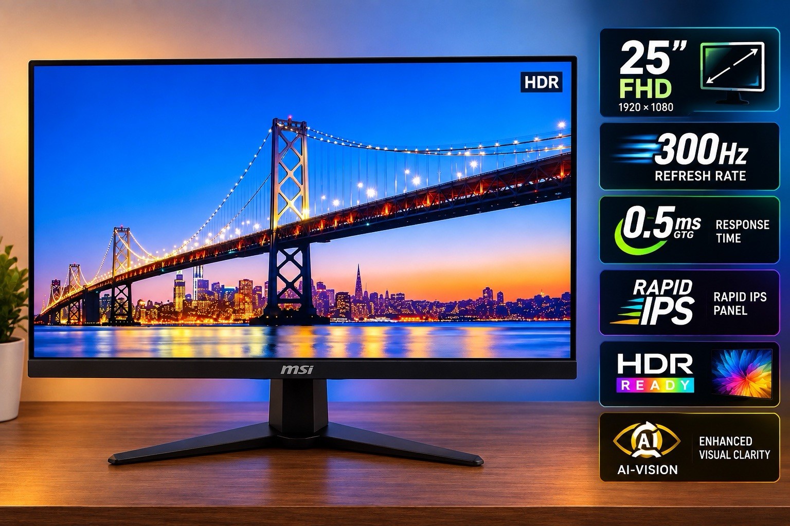 MSI MAG 255XF 25" 1920x1080 FHD 300Hz 0.5ms Gaming LCD IPS Monitor MAG255XF