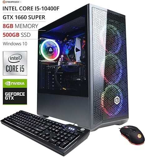 CyberPowerPC Intel i5, GeForce GTX 1660 Super 6GB, 8GB DDR4, 500GB Windows 10 