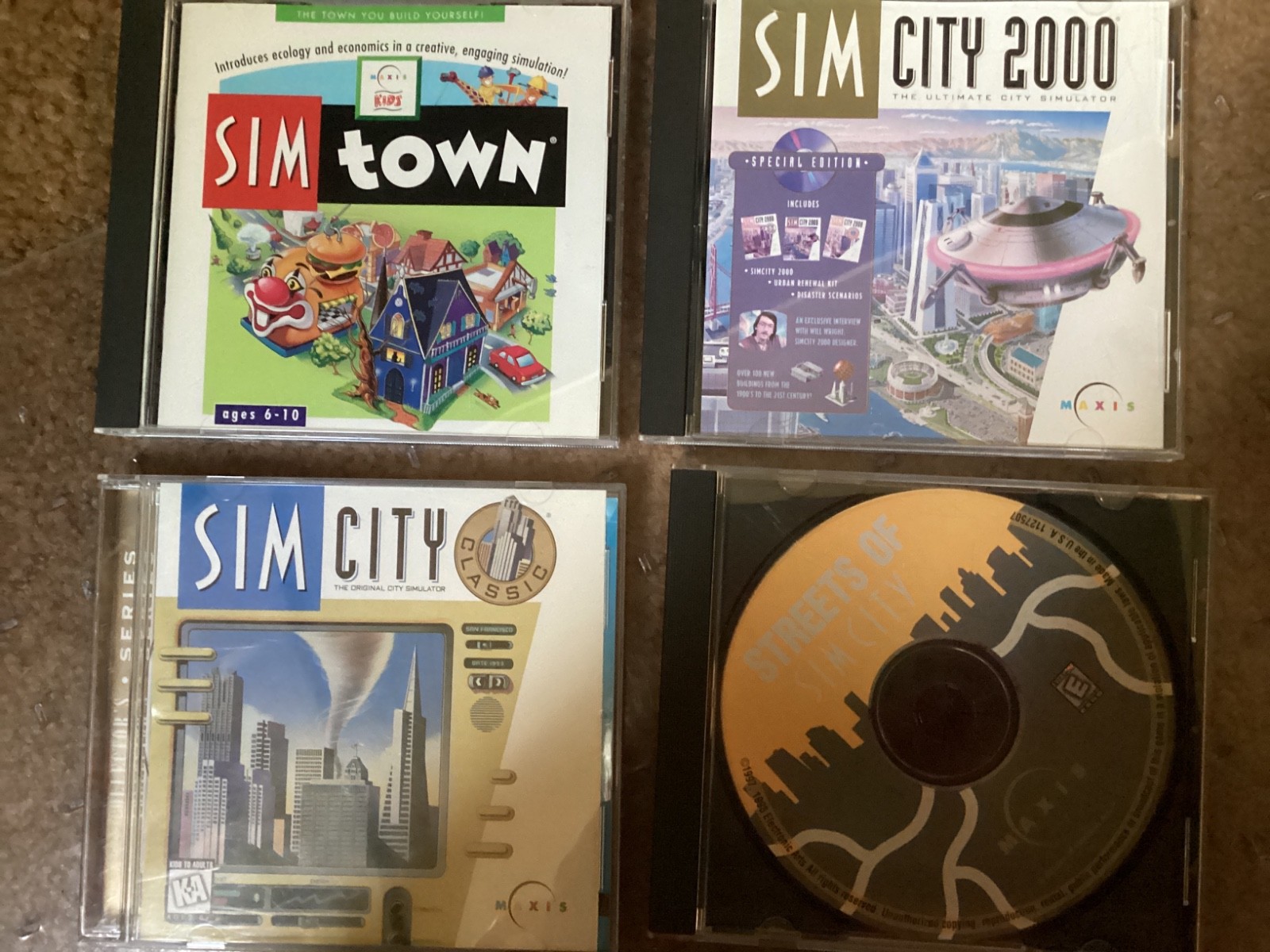 Vintage Bundle SIM PC CD Game Lot 4x; SIM City, Town, Streets of SIM, SIM 2000