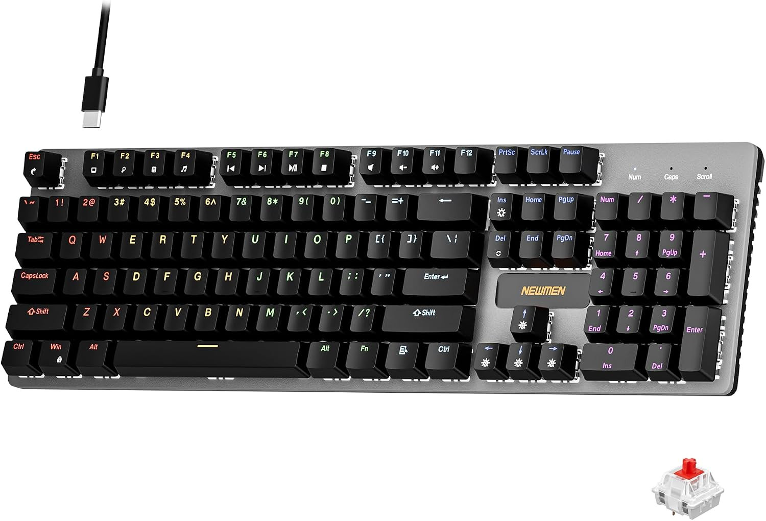 Gm325Pro Mechanical Keyboard,Gaming Keyboard 104 Keys Red Switches