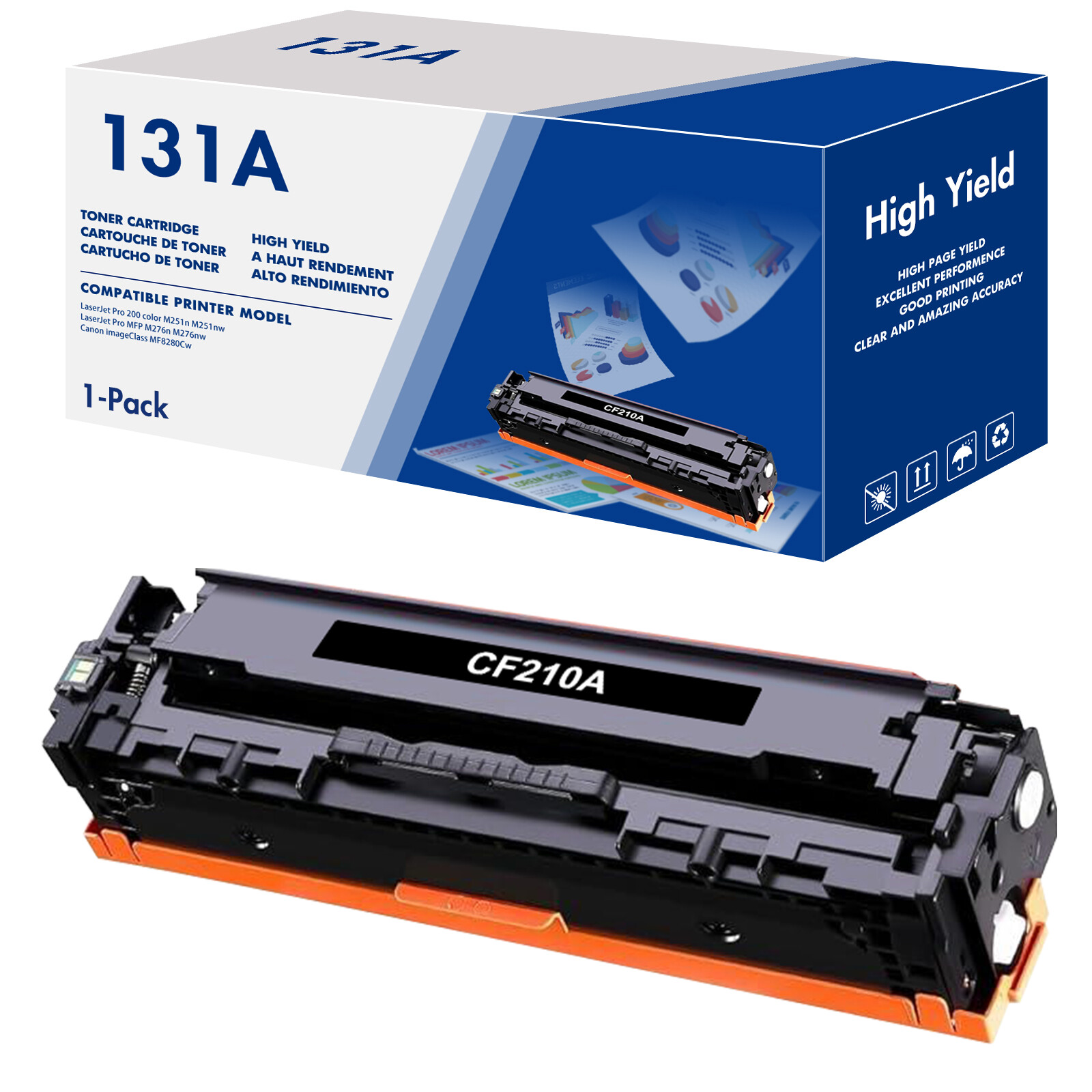 1PK CF210A 131A Toner Cartridge Fits for HP LaserJet Pro 200 color M251n M276n