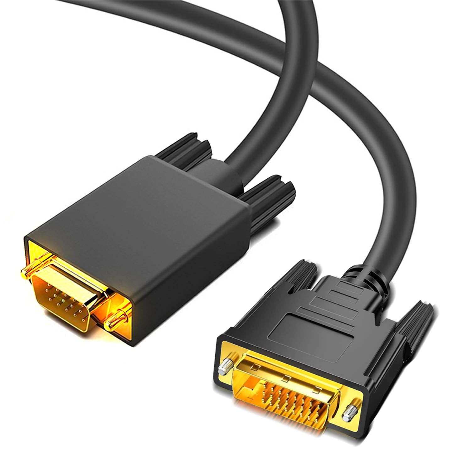 DVI to VGA Cable 6FT, DVI-D 24+1 to VGA Adapter Cable Male to Male Gold-Plate...