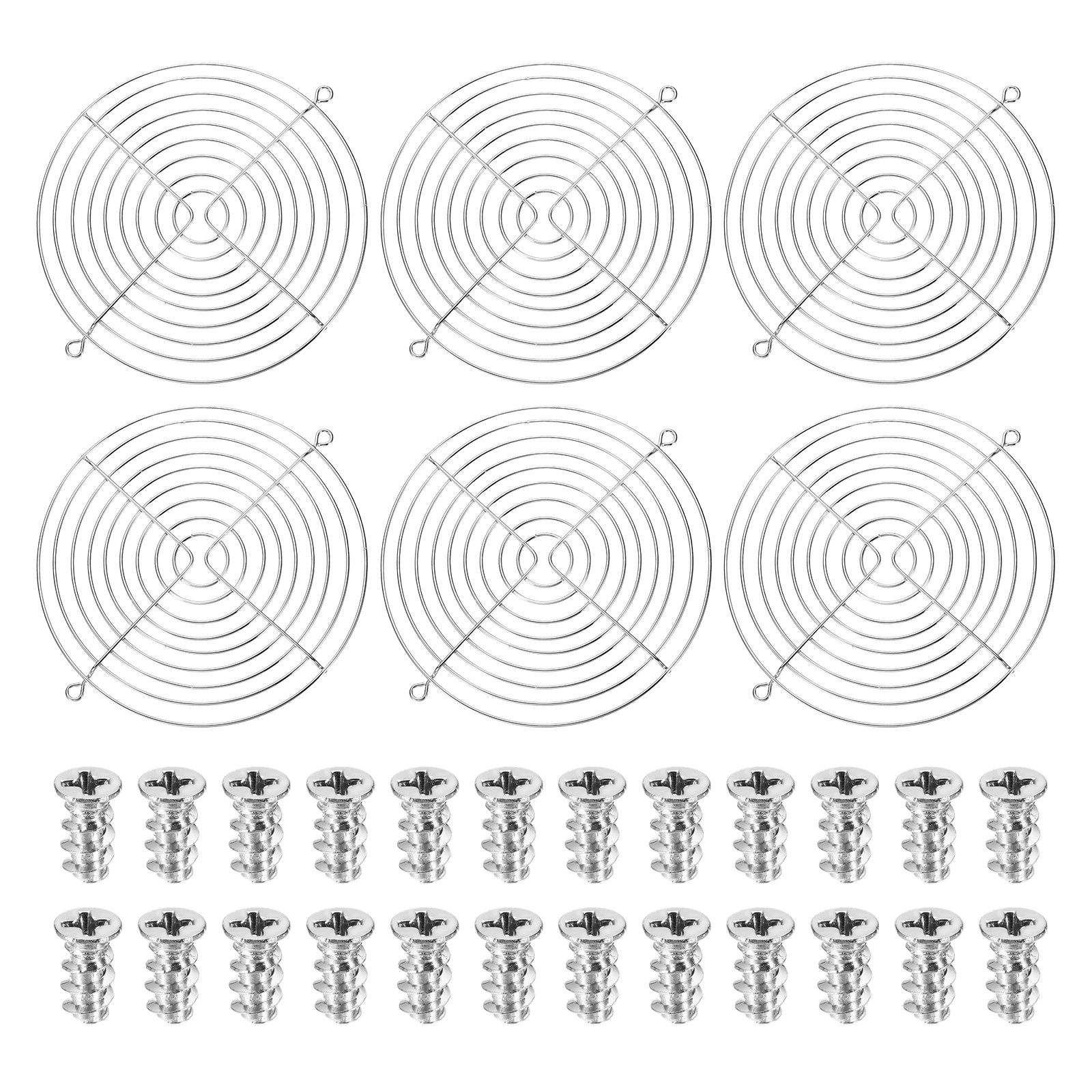 6Pcs 170mm Fan Finger Grill Metal Ventilation Grill Cover with Screws Silver]