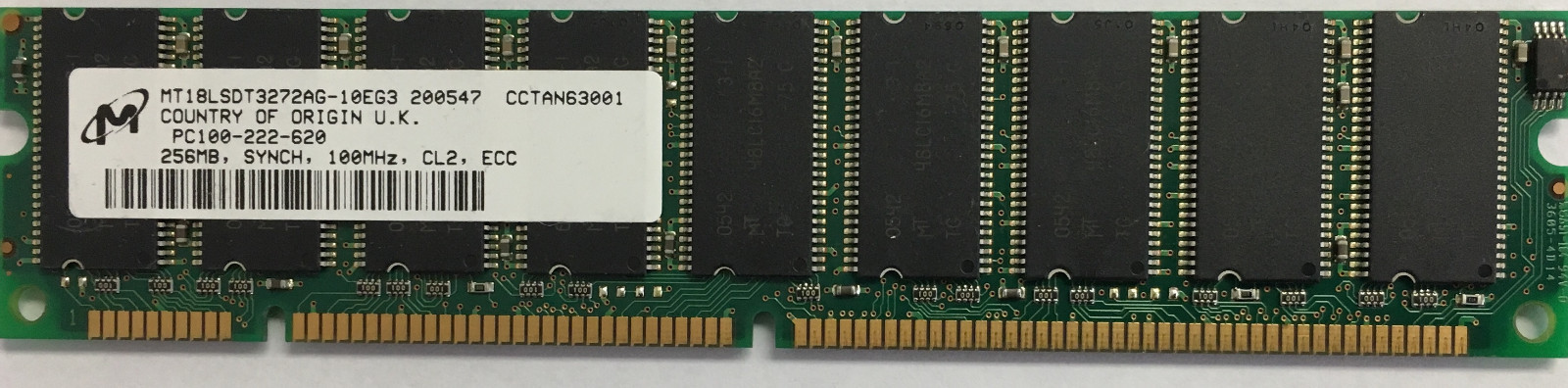 MT18LSDT3272AG-10EG3 256MB PC100 168 pin SDRAM ECC 18 CHIPS DIMM MEM-256M-AS535
