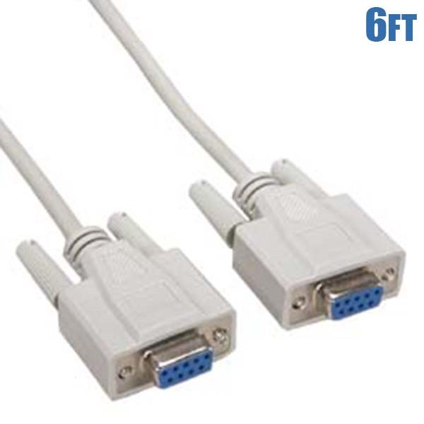 6 10 25FT DB9 9-Pin DB 9 Female to Female Null Modem Cable Cord Nickel Ivory