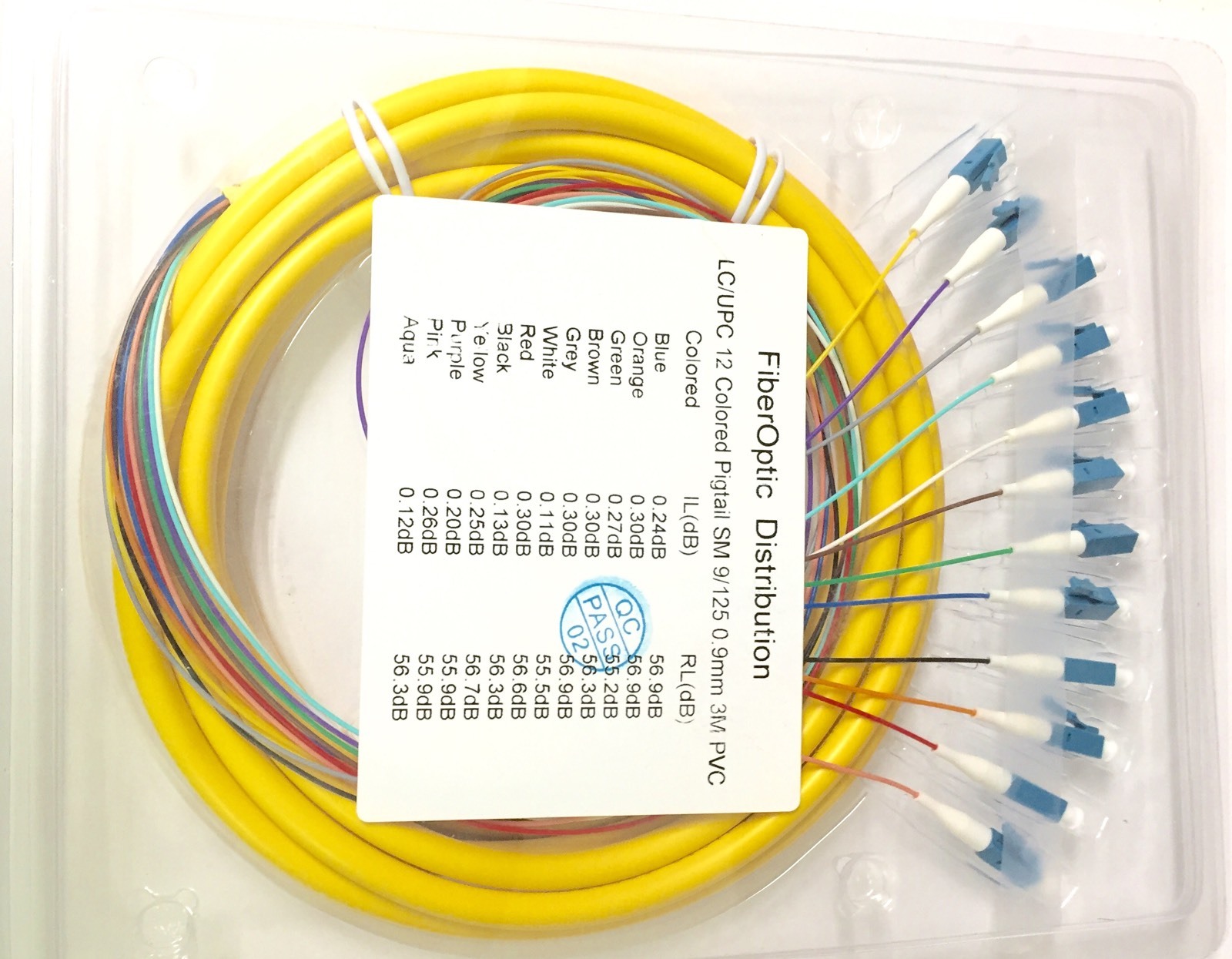 1M  12 Fibers LC/UPC 9/125 Single Mode Bunch Fiber Optic Pigtail - 0.9mm - 17890