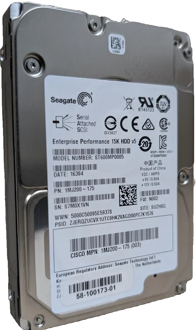 Seagate Enterprise 600GB 15K 2.5" SAS 12Gb/s ST600MP0005 58-100173-01 1MJ200~~