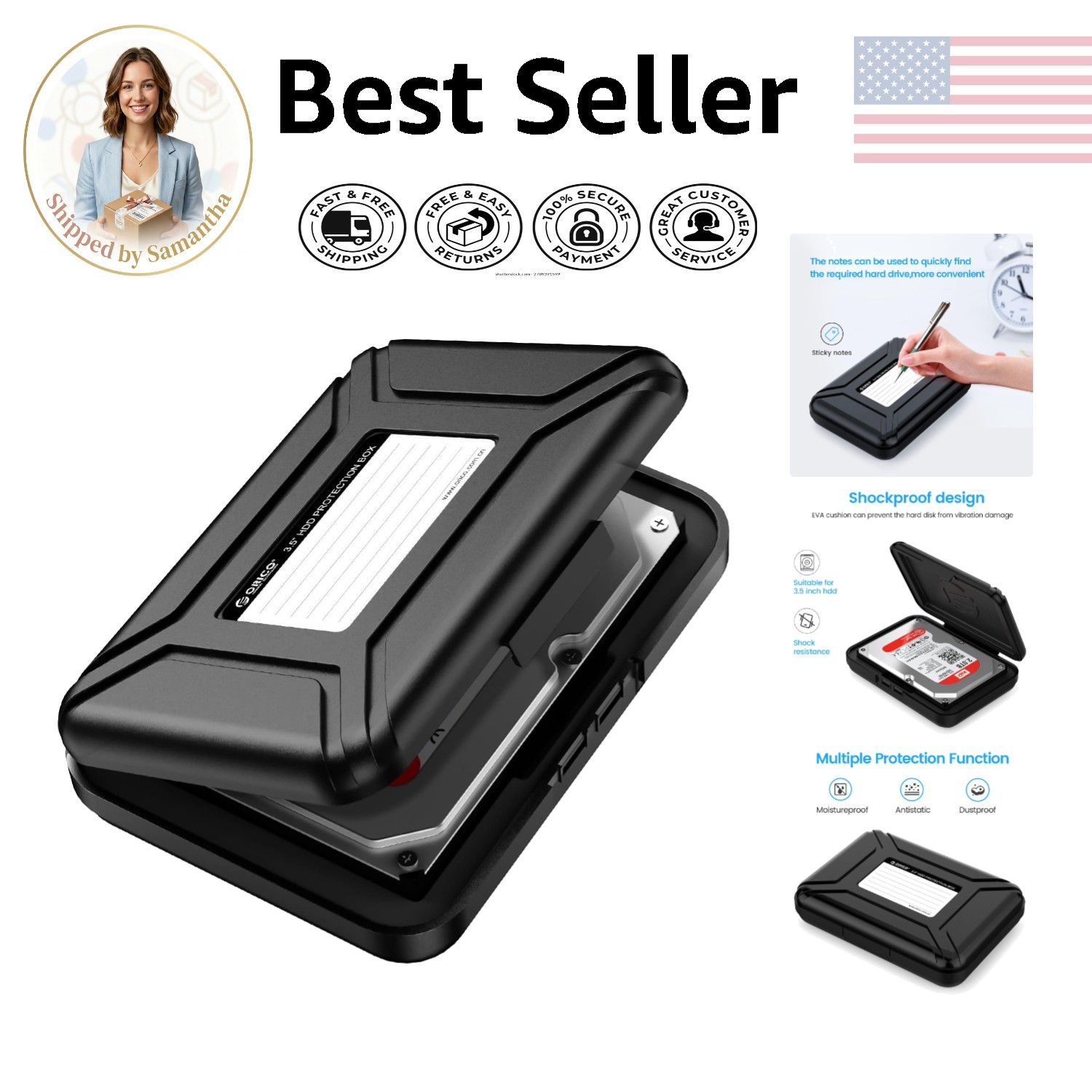 3.5 inch Portable Hard Drive Case - Anti-Static, Durable & Lightweight Design