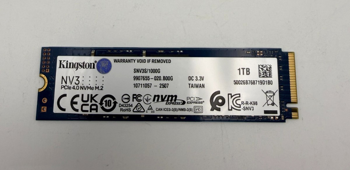 Kingston 2280mm NV3 1TB PCIe 4.0 x4 NVMe SSD SNV3S/1000G