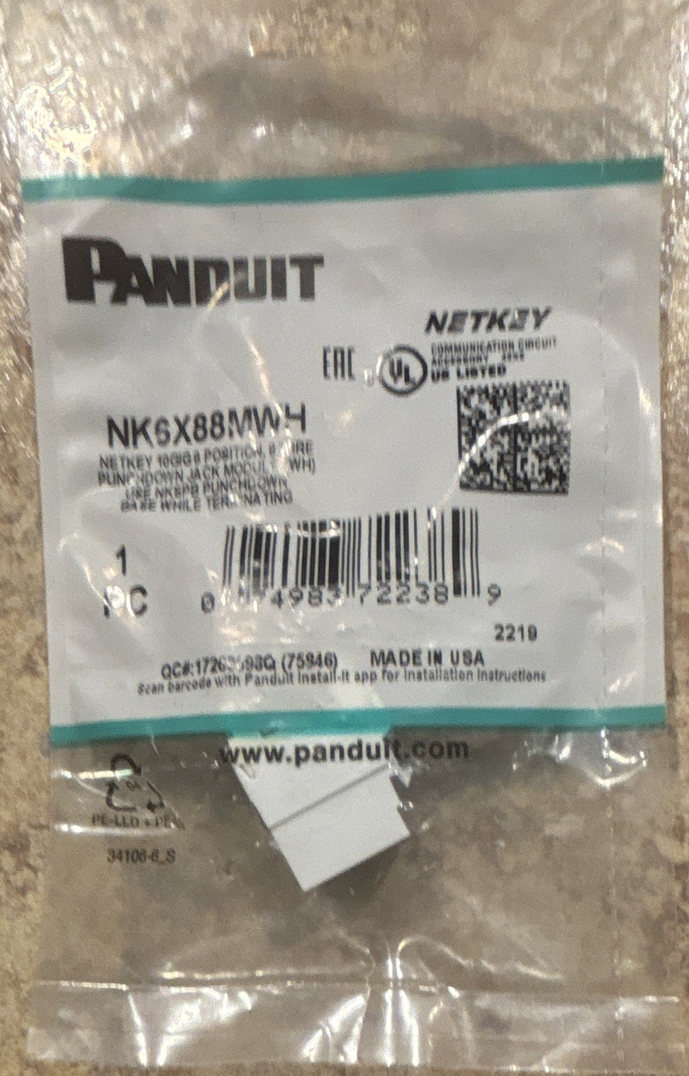 Panduit NetKey NK6X88MWH Cat 6 RJ-45 Punchdown Keystone Jack White lot of 16