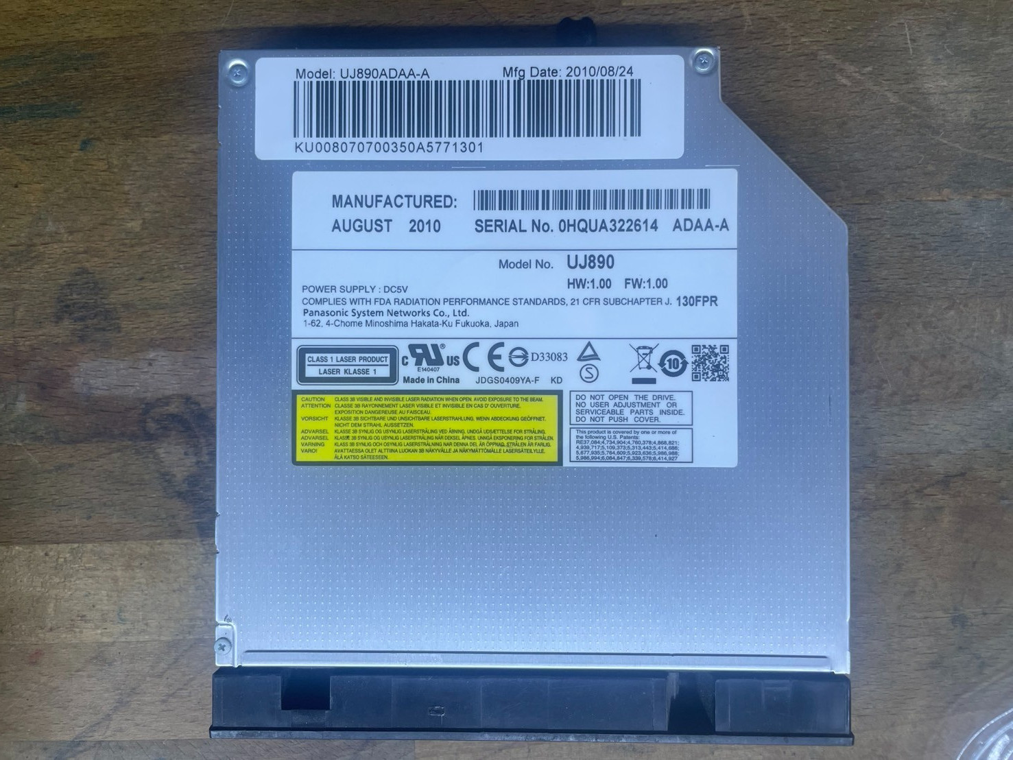 Matsushita Panasonic DVD-RW (UJ890ADAA-A) w/ Bezel from Lenovo IdeaPad Z570