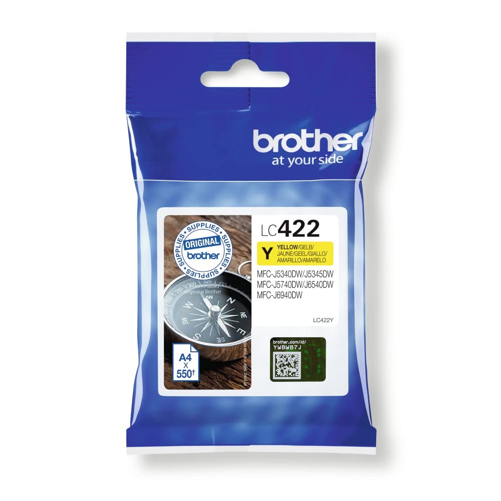 Brother LC-422Y Inkjet Cartridge, Yellow, Single Pack, Standard Yield, Includes