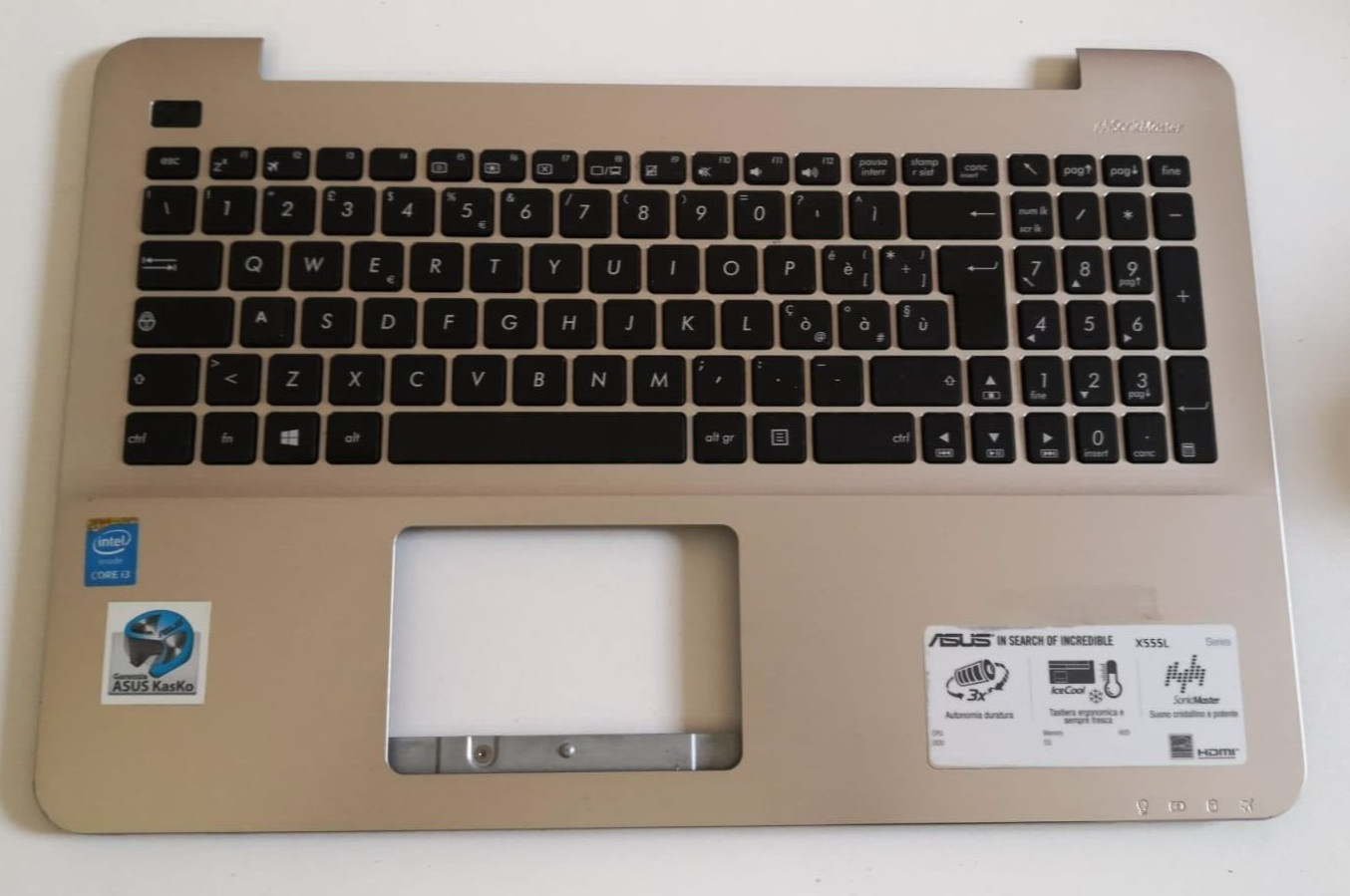 ASUS F555L Series Italian Touchpad Keyboard - F555LJ Cover Case Palmrest GOLD