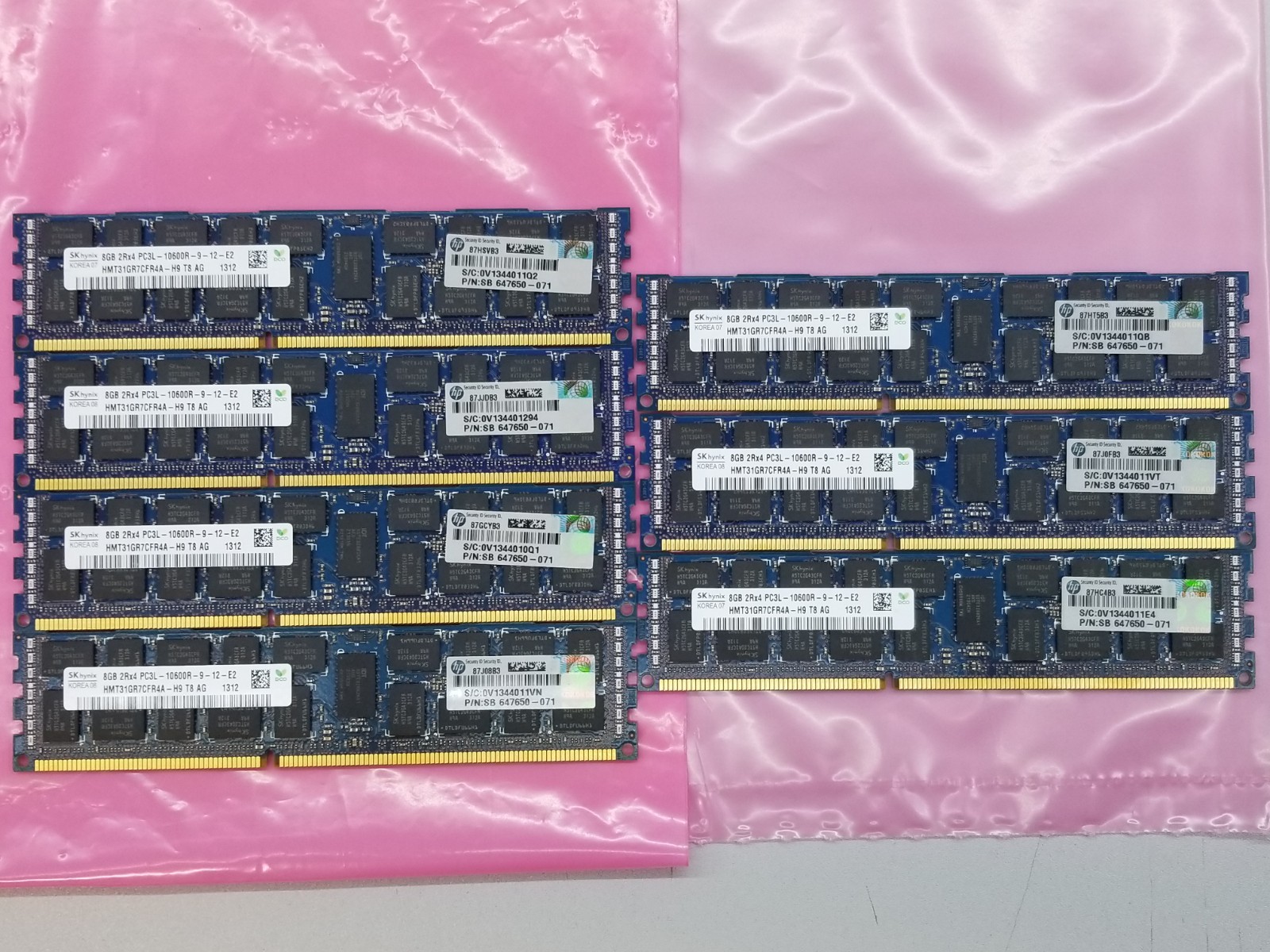 Lot of 7 SK Hynix 56GB (7x8GB) 2Rx4 DDR3 ECC Server RAM Memory HMT31GR7CFR4A-H9