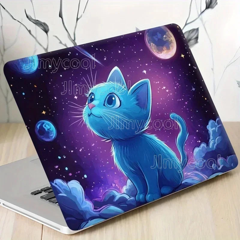 2pcs Computer Light Beige New Space Cat Notebook Sticker PVC Material