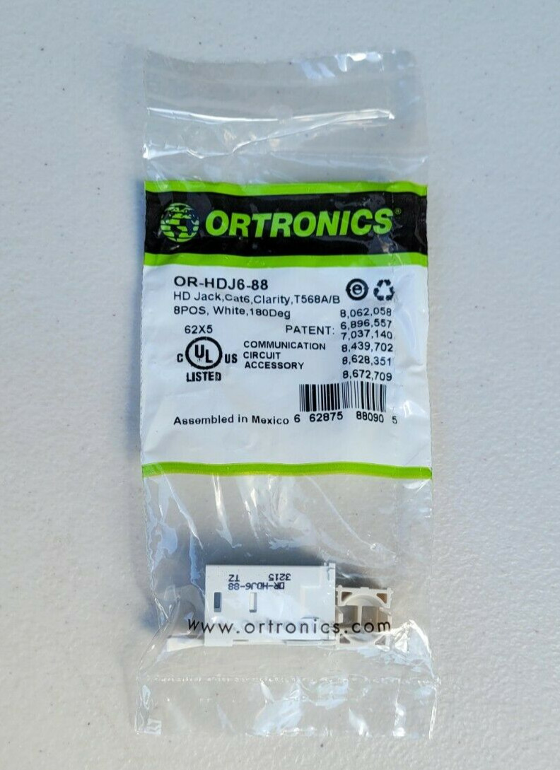Brand New Set of 2 Ortronics HDJ6-88 Clarity High-Density Jack T568A/B 8Pos Wht