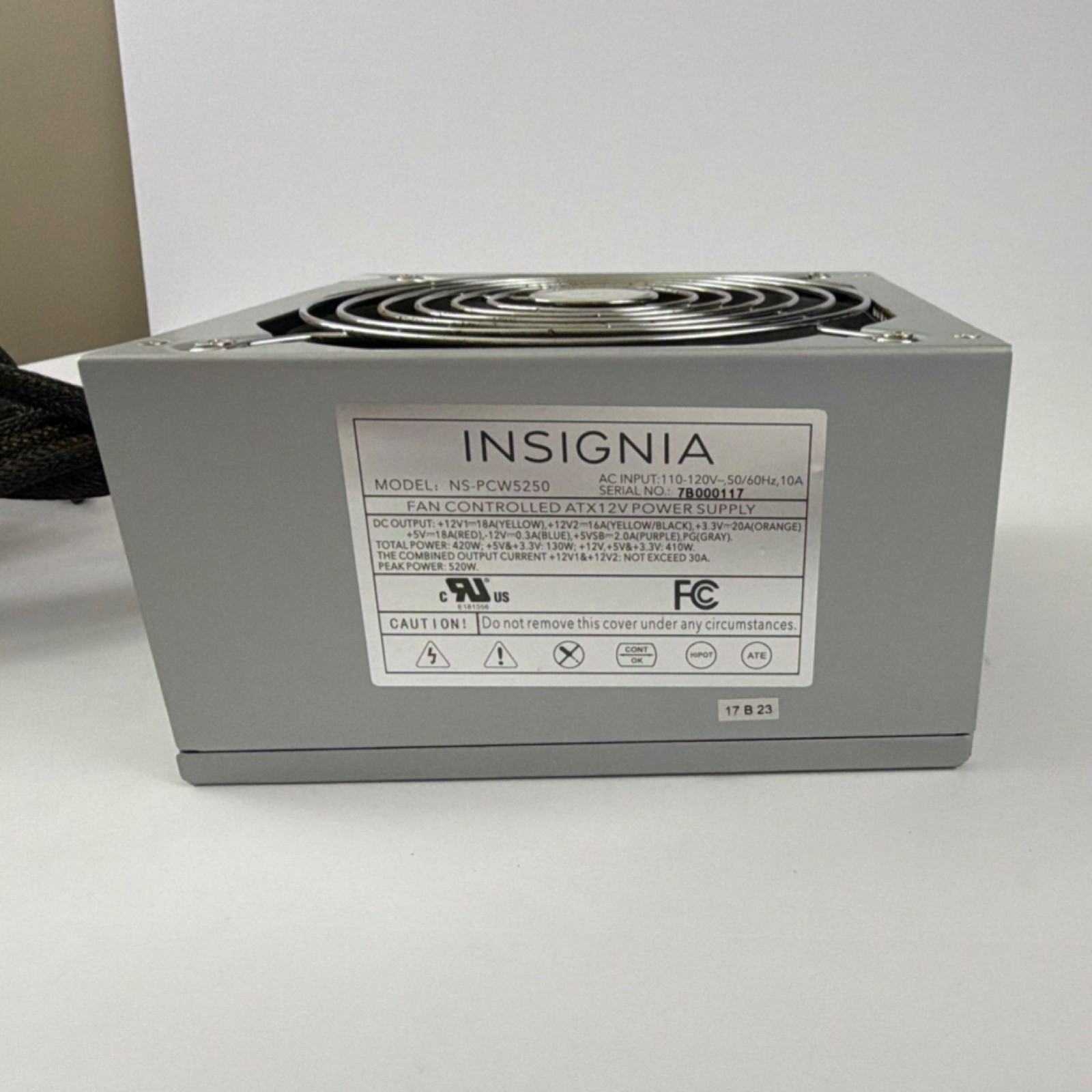 Insignia NS-PCW5250 ATX Power Supply 420W 24 Pin SATA 1 Fan Gray