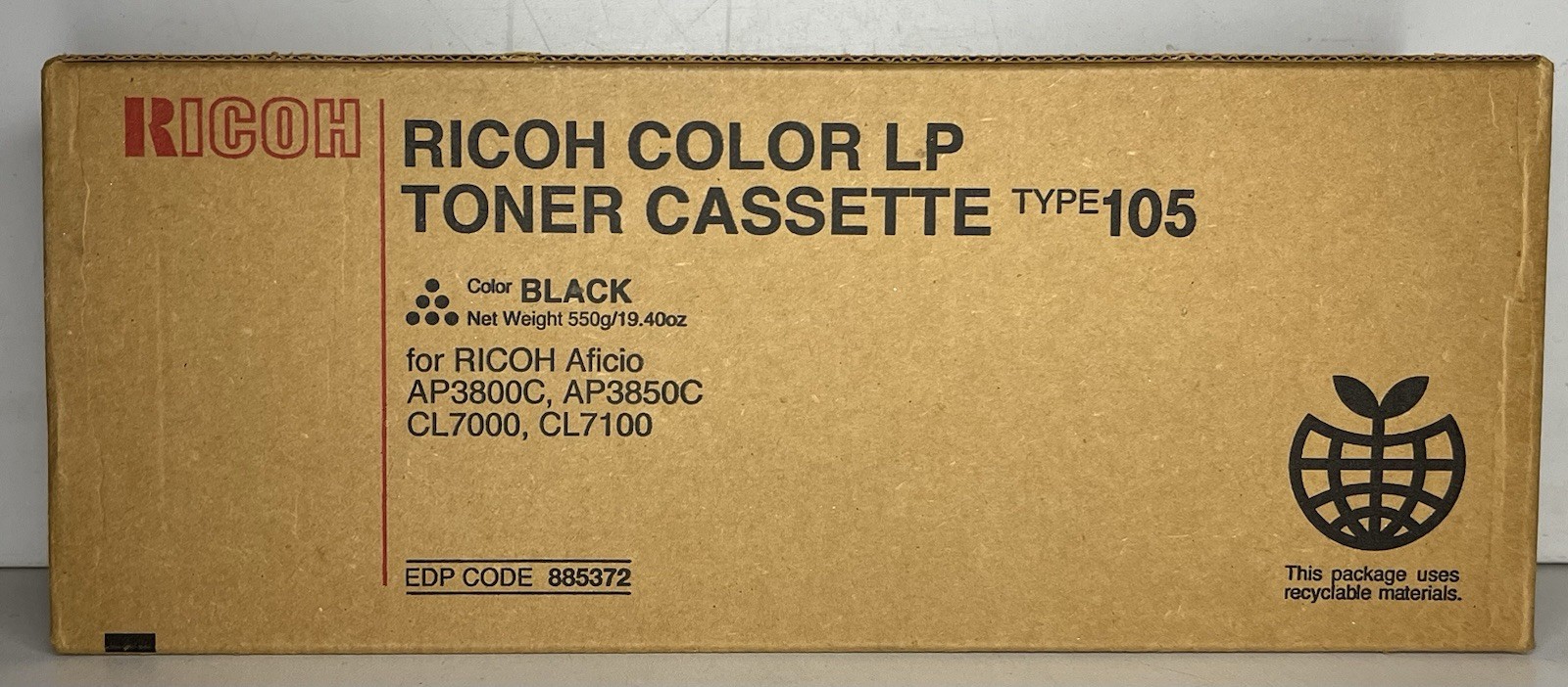 Genuine Ricoh LP Black Toner Cassette 885372 Type 105 “NEW/SEALED’