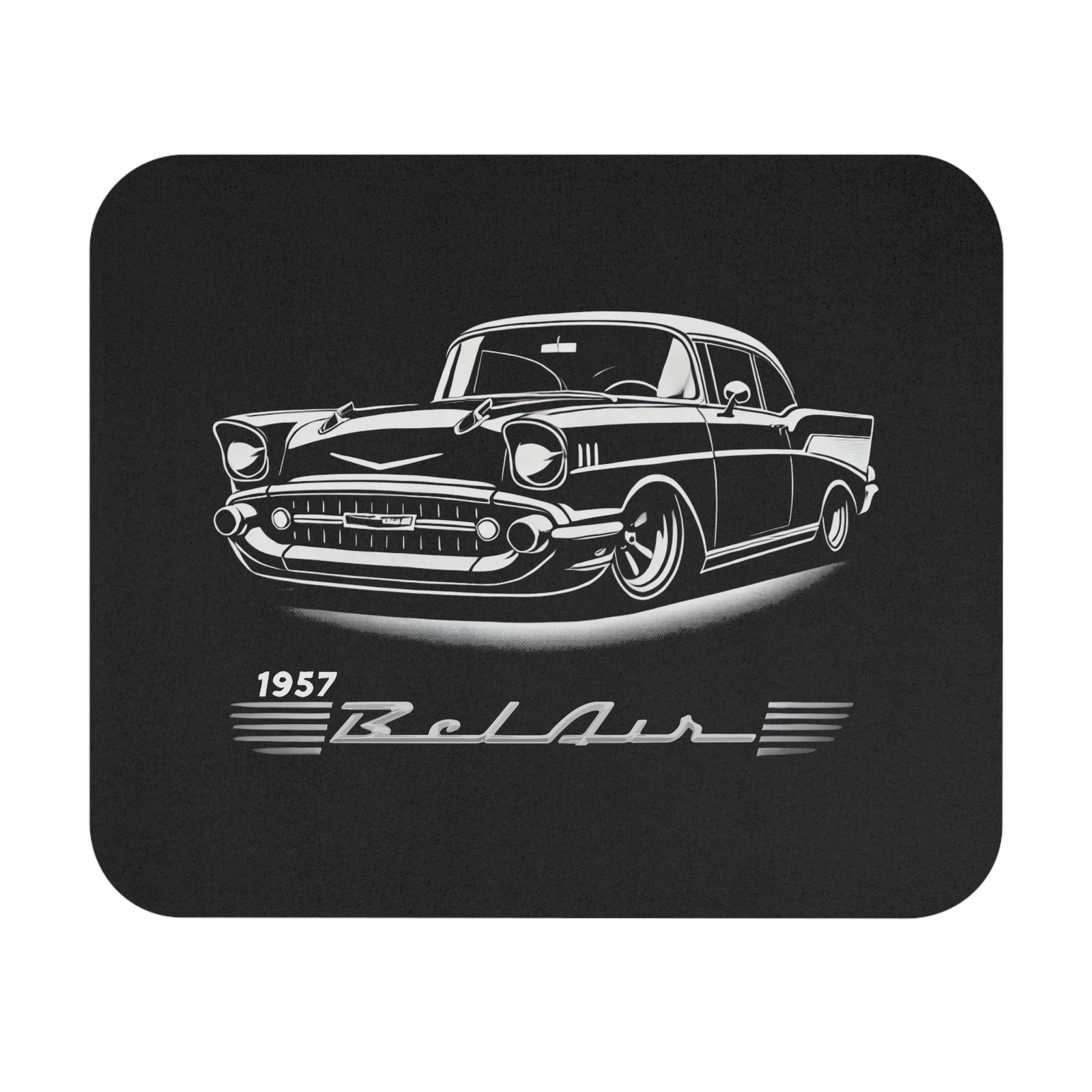 1957 Chevy Bel Air Mouse Pad – Black & White Classic Car Design