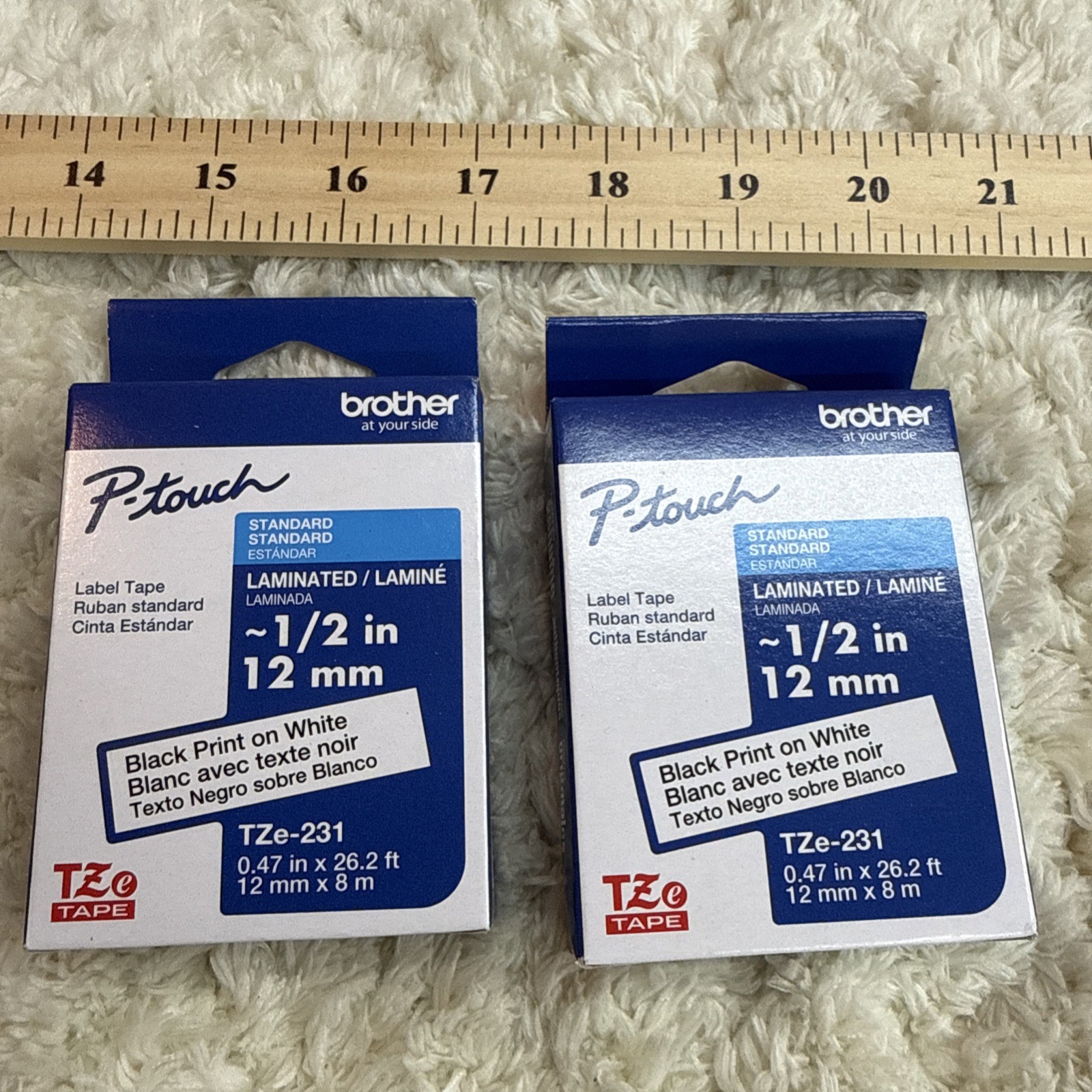 NEW - Brother  P-Touch TZe231   - Black on  White tape  - (2 pack)