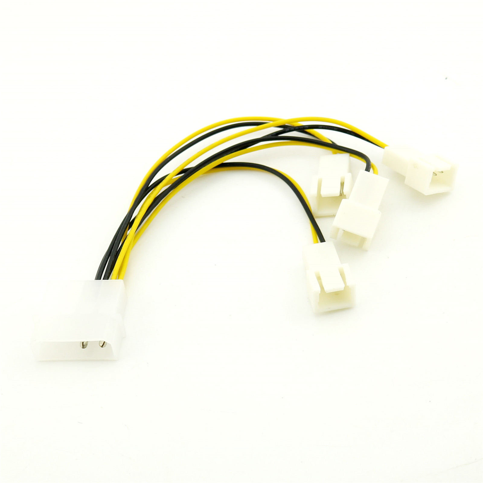 10x 4-pin Power Molex (2 Wire Male Pin) to 4 x 3-Pin (Male) Y Fan Cable Adapter