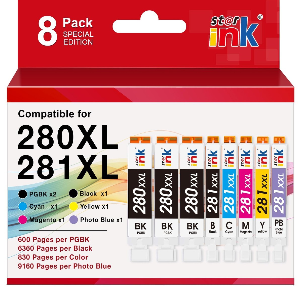 Starink 8 Pack 280XXL 281XXL Ink Cartridges for Canon