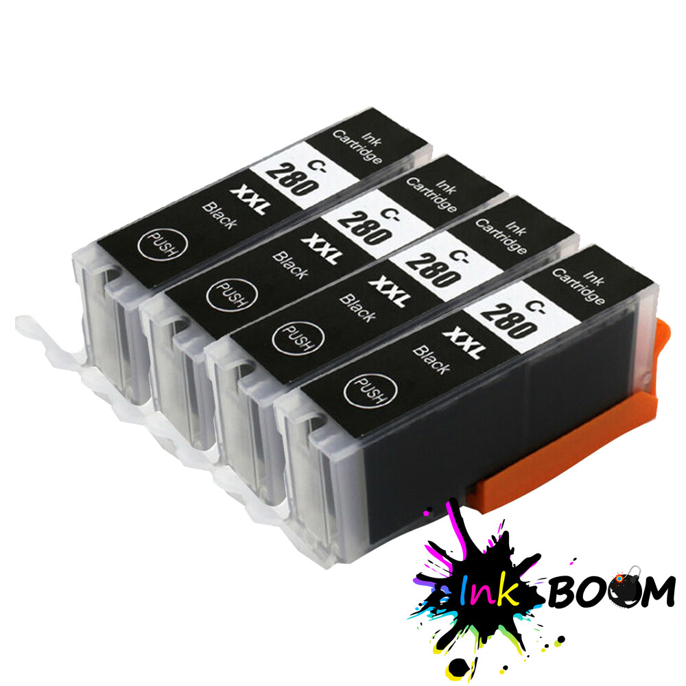 4PK Black Ink Cartridge for PGI-280 PGI-280XXL PIXMA TS6120 TS6220 TS8220 TS9120