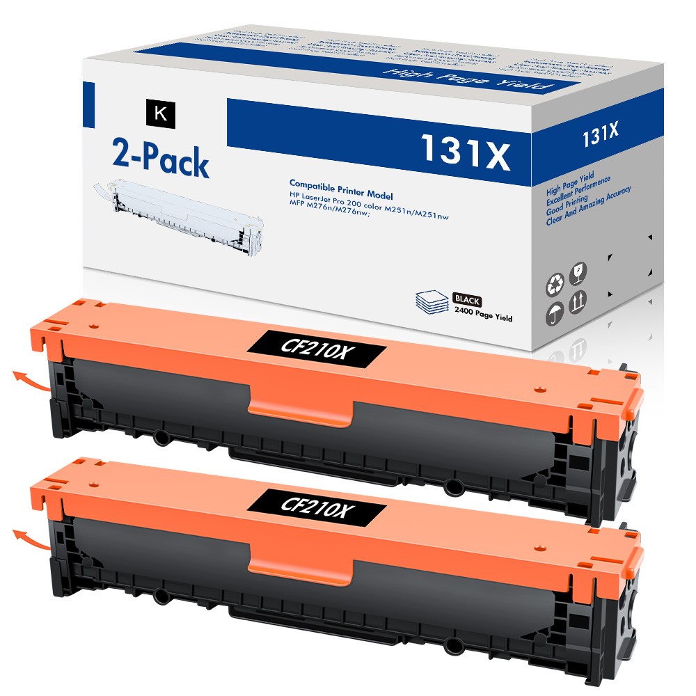 2 pack CF210A 131A Toner Cartridge for HP Color Laserjet Pro 200 M251nw M276nw